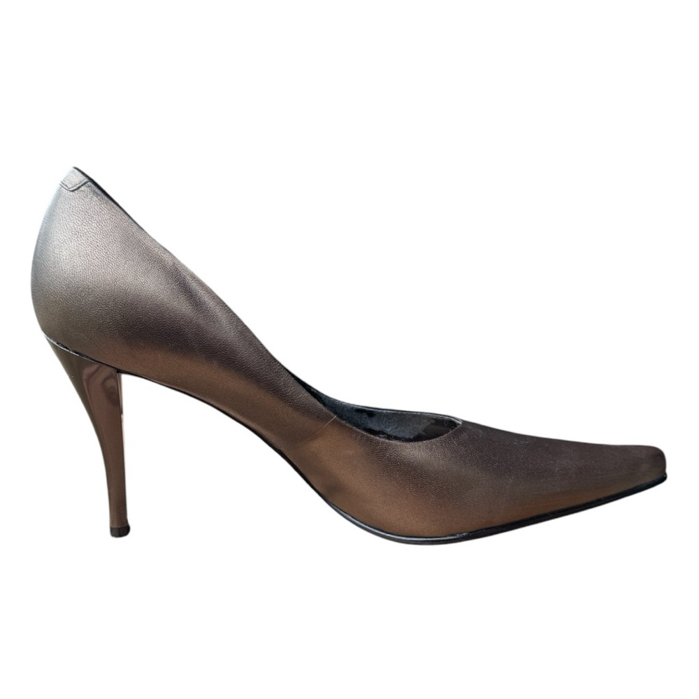 👠 NEW! Nine West Bronze Leather Metallic Pointed Toe Heel Pump Womens Size 7.5